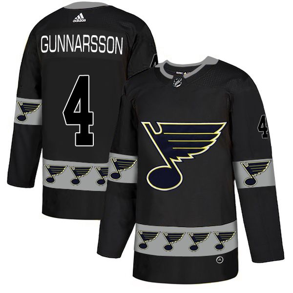 Men St.Louis Blues #4 Gunnarsson Black Adidas Fashion NHL Jersey